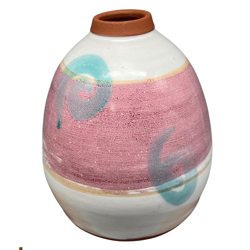 1980s Pastel Studio Art‎ Pottery Vase terracotta contemporary